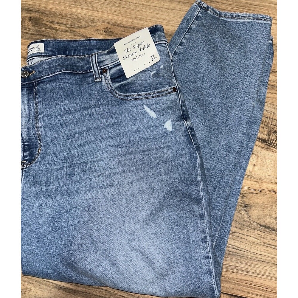SZ 37 24R NWT Abercrombie & Fitch The Super Skinny Ankle High Rise Jeans